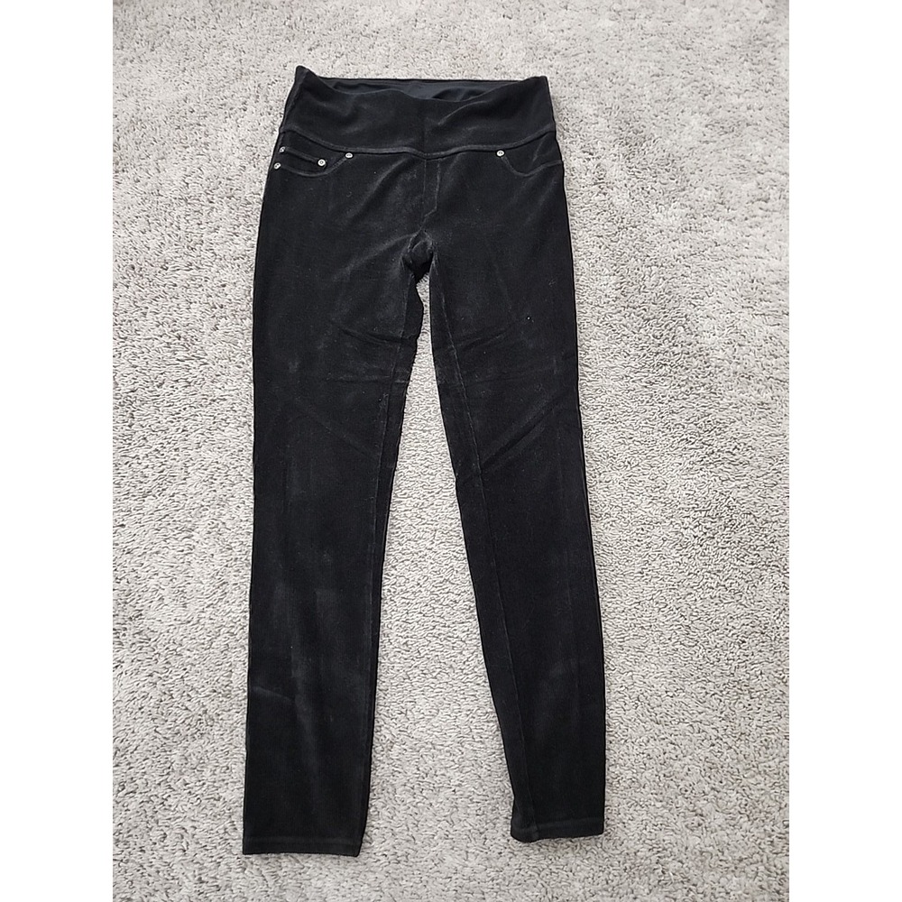 Spanx Leggings Womens L Black High Rise Velvet Corduroy Slimming Pants